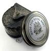 Victorian Antique Brass Desktop Magnifying Glass + Royal Navy Brass Compass in Vintage Leather Case view 4