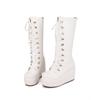 ZBYY Women's Wedge Platform Boots Lace High Heel Round Toe Knee High Boots Winter Hiking Outdoor Booties for Women view 3