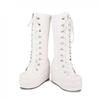 ZBYY Women's Wedge Platform Boots Lace High Heel Round Toe Knee High Boots Winter Hiking Outdoor Booties for Women view 4