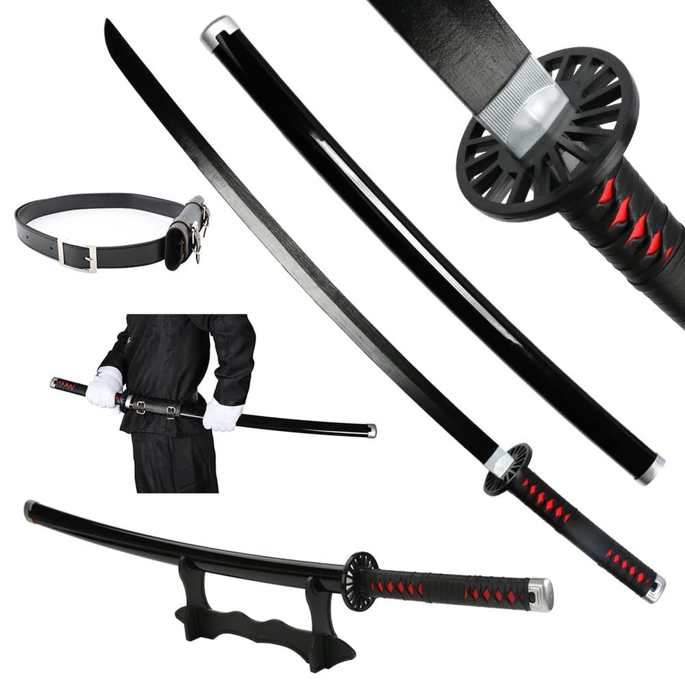 Demon Slayer Sword for Cosplay with Belt Holder Stand, 41 inches (Kamado Tanjirou_Model A)