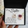 to My Sister Message Card Jewelry Special Sibling Love Sentimental Gift Gold and Sterling Silver Heart Sunflower Wishbone Or Cross Necklace Or Bracelet view 1
