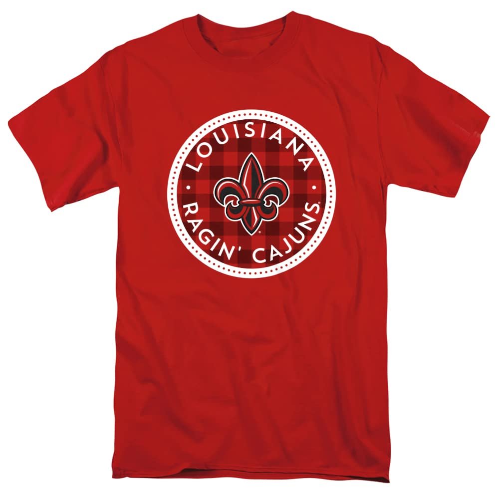 University of Louisiana at Lafayette Official Plaid Badge Unisex Adult T Shirt,Plaid Badge, 4X-Large