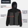 Grundns Mens Full Share Jacket | Waterproof, Breathable, Black/Grey, X-Small view 2