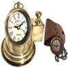 Sailor Brass Gimbals Binnacle Clock Desktop Decoration Gift + Military Pocket Brass Chain Compass in Belt Strap Leather Case Christmas Decor Gifts view 1