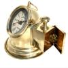 Sailor Brass Gimbals Binnacle Clock Desktop Decoration Gift + Military Pocket Brass Chain Compass in Belt Strap Leather Case Christmas Decor Gifts view 4