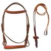 Equitem Leather English Fancy Stitched Padded Bridle with Matching Web Reins (Tan/Pink, Cob) view 1