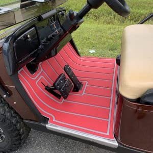 APEX Golf Cart Mats Club Car Fits DS (1982-2013) / Villager (1982-2021) (Teak, Red/Gray)