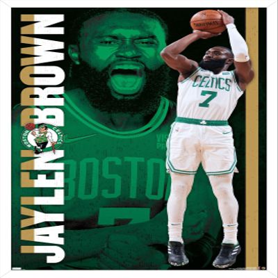 Trends International NBA Boston Celtics - Jaylen Brown 21 Wall Poster, 22.375" x 34", White Framed Version