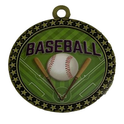 10 Pack Large 2.5 Inch Baseball Gold Medals Trophy Team Award with Neck Ribbons EG