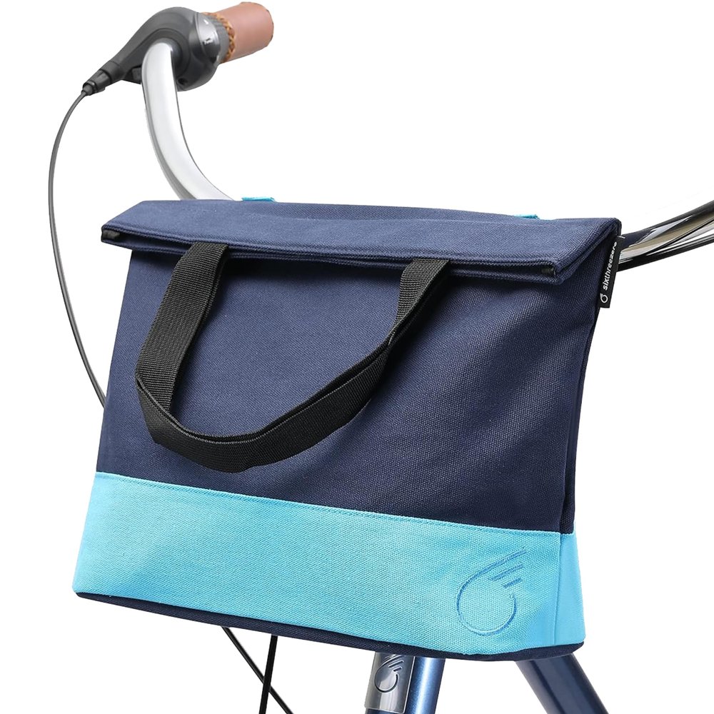 sixthreezero Bike Bag for Front or Rear Rack, Waterproof Universal Bicycle Pannier, Frame Mount Cargo Storage, Carrying Handle, Navy w/Aqua