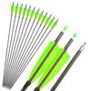 ZSHJGJR Archery Carbon Arrows 400 Spine Practice Target Hunting Arrows 33 inch for Recurve Bow Compound Bow with Removable Tips 6/12pcs (12pcs, Green) view 1