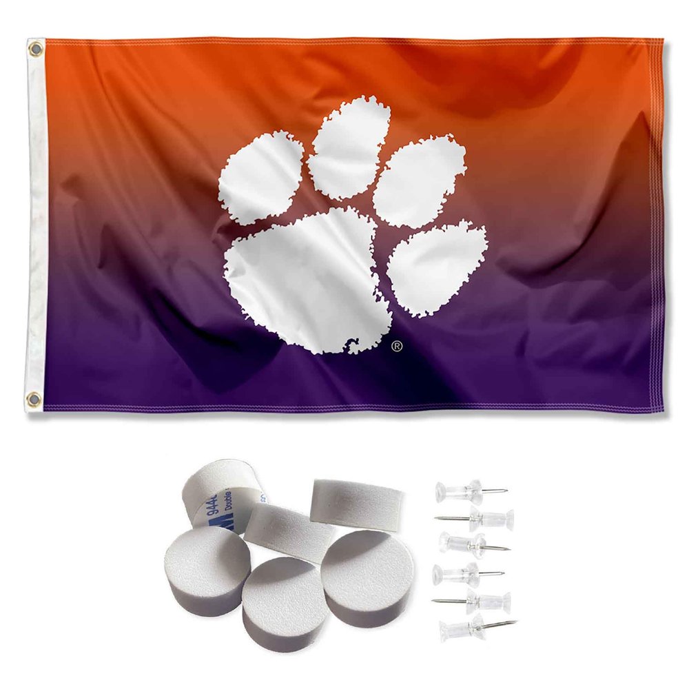 College Flags & Banners Co. Clemson Tigers Gradient Banner and Tapestry Wall Tack Pads