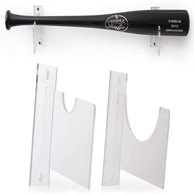 Baseball Bat Wall Mount Display - Horizontal Hanging Rack & Organizer | Sturdy Acrylic Bat Holder | Decorative Clear Sports Gear Wall Hanger Storage for Home, Living Room