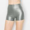 ALWAYS Women's Faux Leather Shorts - High Waist Active Stretch Yoga Short Pants Grey L view 2