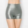 ALWAYS Women's Faux Leather Shorts - High Waist Active Stretch Yoga Short Pants Grey L view 3