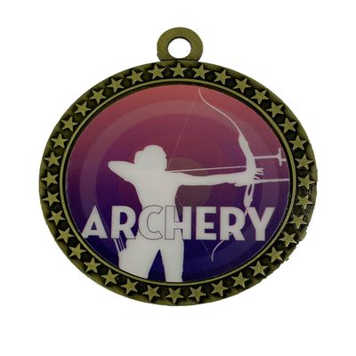 10 Pack Large 2.5 Inch Archery Archer Gold Medals Trophy Team Award with Neck Ribbons EG