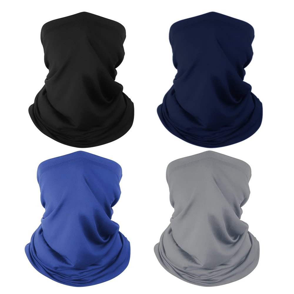 4 Pack Neck Gaiter Breathable Bandana Mask for Outdoor Protection, Washable Reusable Cooling Gator Mask Headband Face Covering Protect from Dust for Men Women Fishing Cycling Running Hiking Navy