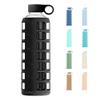 purifyou 40oz / 32oz / 22oz / 12oz Borosilicate Glass Water Bottle with Time & Volume Markers, Silicone Sleeve, Stainless Steel Lid | Reusable Glass Bottle for Water & Juice (40oz Jet Black) view 1