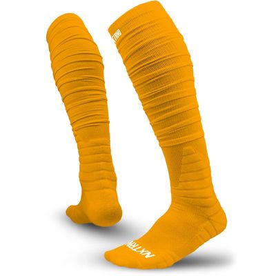 Nxtrnd XTD Scrunch Football Socks, Extra Long Padded Sport Socks for Men & Boys (Yellow, L/XL)