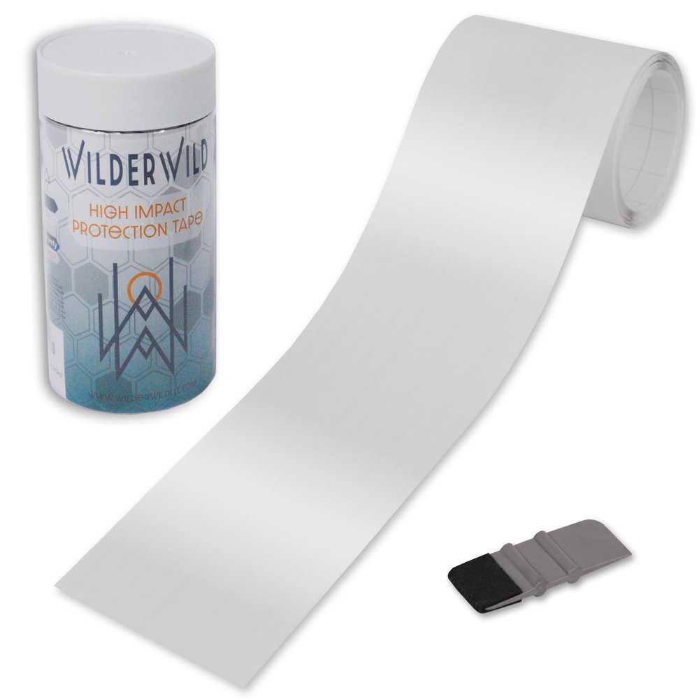 WilderWild Bike Frame Protection Tape- High Impact Clear Vinyl Wrap Includes Tool (4x72) Bicycle Frame Protector, Mountain Bike Frame Guard Chainstay Protector (Glossy Clear)