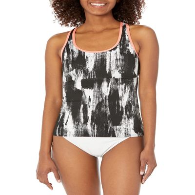 TYR Women's Harley Tankini Top for Swimming, Yoga, Fitness, and Workout, Black, Small