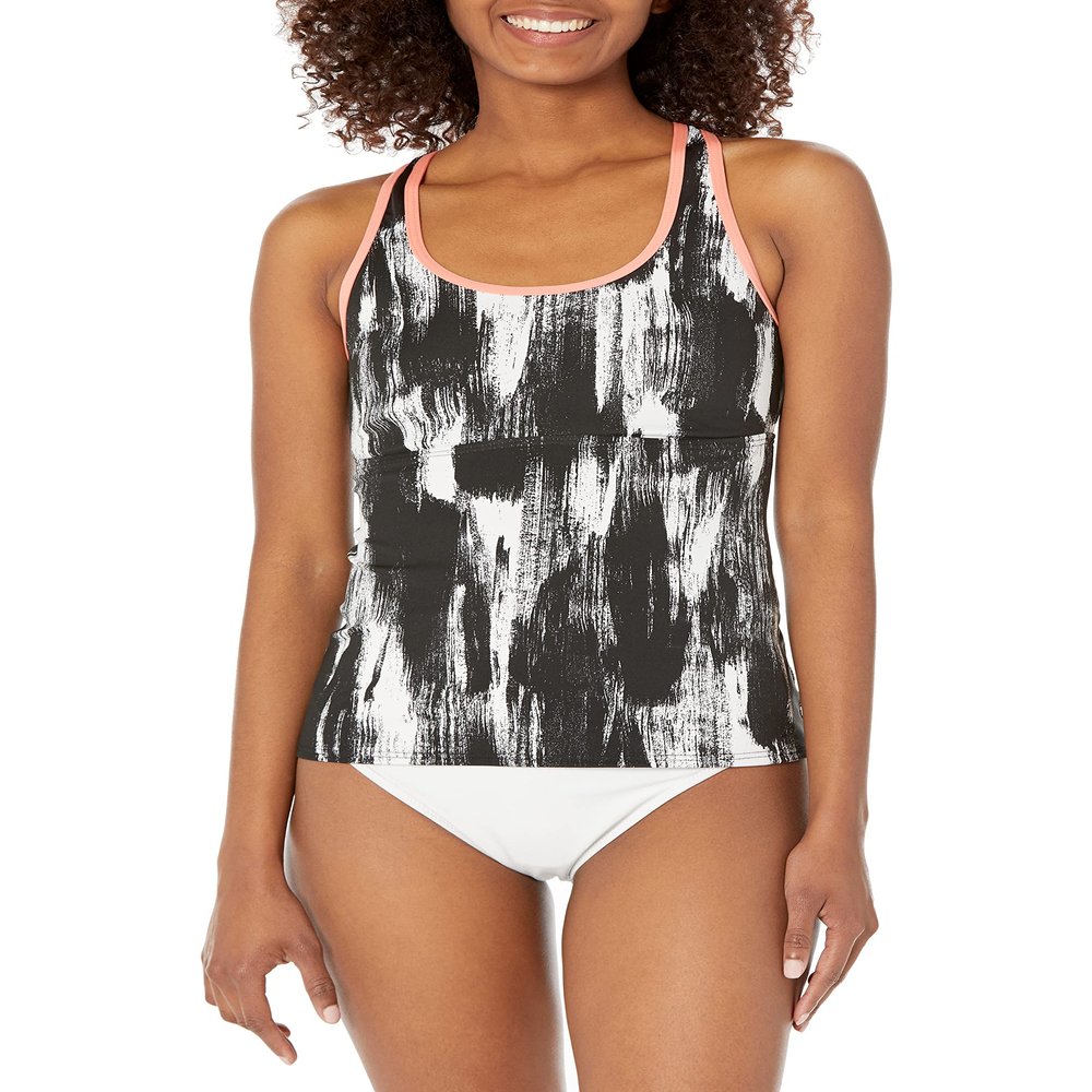 TYR Women's Harley Tankini Top for Swimming, Yoga, Fitness, and Workout, Black, Small
