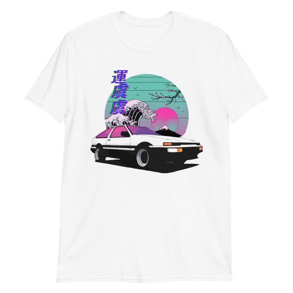 AE86 Trueno Vaporwave 80s 90s Aesthetic JDM Tuning Car Drift Racing Short-Sleeve Unisex T-Shirt White
