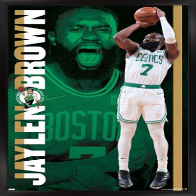 Trends International NBA Boston Celtics - Jaylen Brown 21 Wall Poster, 22.375" x 34", Black Framed Version