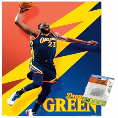 Trends International NBA Golden State Warriors - Draymond Green 21 Wall Poster, 14.725" x 22.375", Premium Poster & Push Pin Bundle