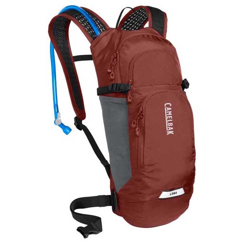 CamelBak Lobo 9 Bike Hydration Pack - Helmet Carry - Magnetic Tube Trap - 70oz, Fired Brick/Black