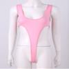 Loloda Women's Sleeveless Bodysuit High Cut Leotard Thong Clubwear Jumpsuit Lingerie Mesh Top Pink One Size view 3