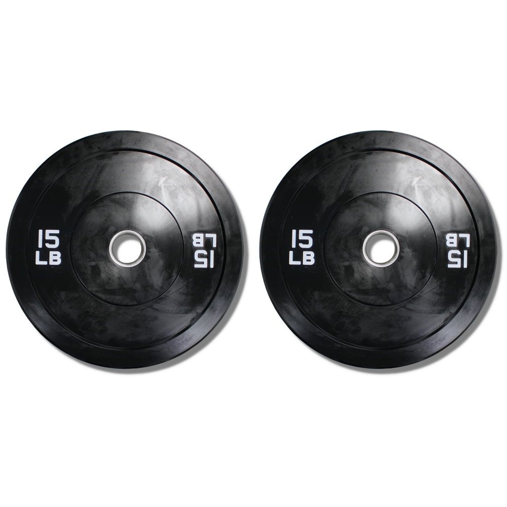 Ader 15lb Black Rubber Bumper Plates- Sold as a Pair