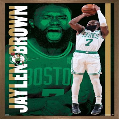 Trends International NBA Boston Celtics - Jaylen Brown 21 Wall Poster, 22.375" x 34", Bronze Framed Version