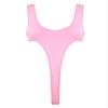 QinCiao Women's See Through High Cut One Piece Backless Thong Brazilian Bikini Monokini Swimsuits Pink One Size view 1