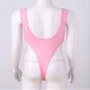 QinCiao Women's See Through High Cut One Piece Backless Thong Brazilian Bikini Monokini Swimsuits Pink One Size view 4
