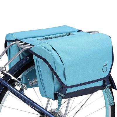sixthreezero Dual Sided Bike Bag for Rear Rack, Waterproof Universal Bicycle Double Pannier for Storage, Cargo Trunk with Carry Handle, Baby Blue/Navy