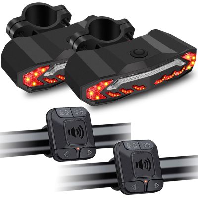 KCMYTONER Smart Bicycle Tail Light with Turn Signals, Anti-Theft Alarm and Automatic Brake Light, Wireless Remote Control Bike Rear Light Back USB Rechargeable Safety Warning Cycling Light,2 PK