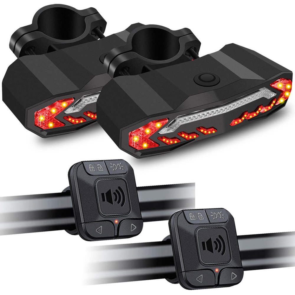 KCMYTONER Smart Bicycle Tail Light with Turn Signals, Anti-Theft Alarm and Automatic Brake Light, Wireless Remote Control Bike Rear Light Back USB Rechargeable Safety Warning Cycling Light,2 PK