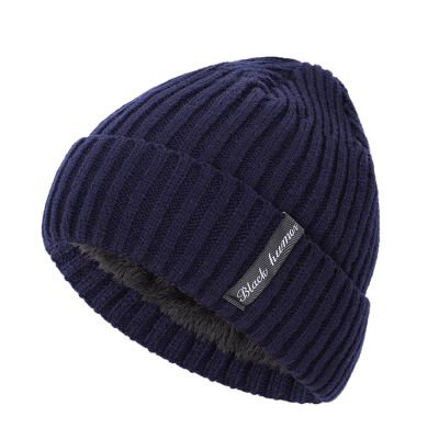 BCDlily Men Women Beanie Hat Winter Warm Plain Skull Cap Thick Knit Cap Fleece Lined Beanies (Navy_A)