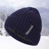 BCDlily Men Women Beanie Hat Winter Warm Plain Skull Cap Thick Knit Cap Fleece Lined Beanies (Navy_A) view 2
