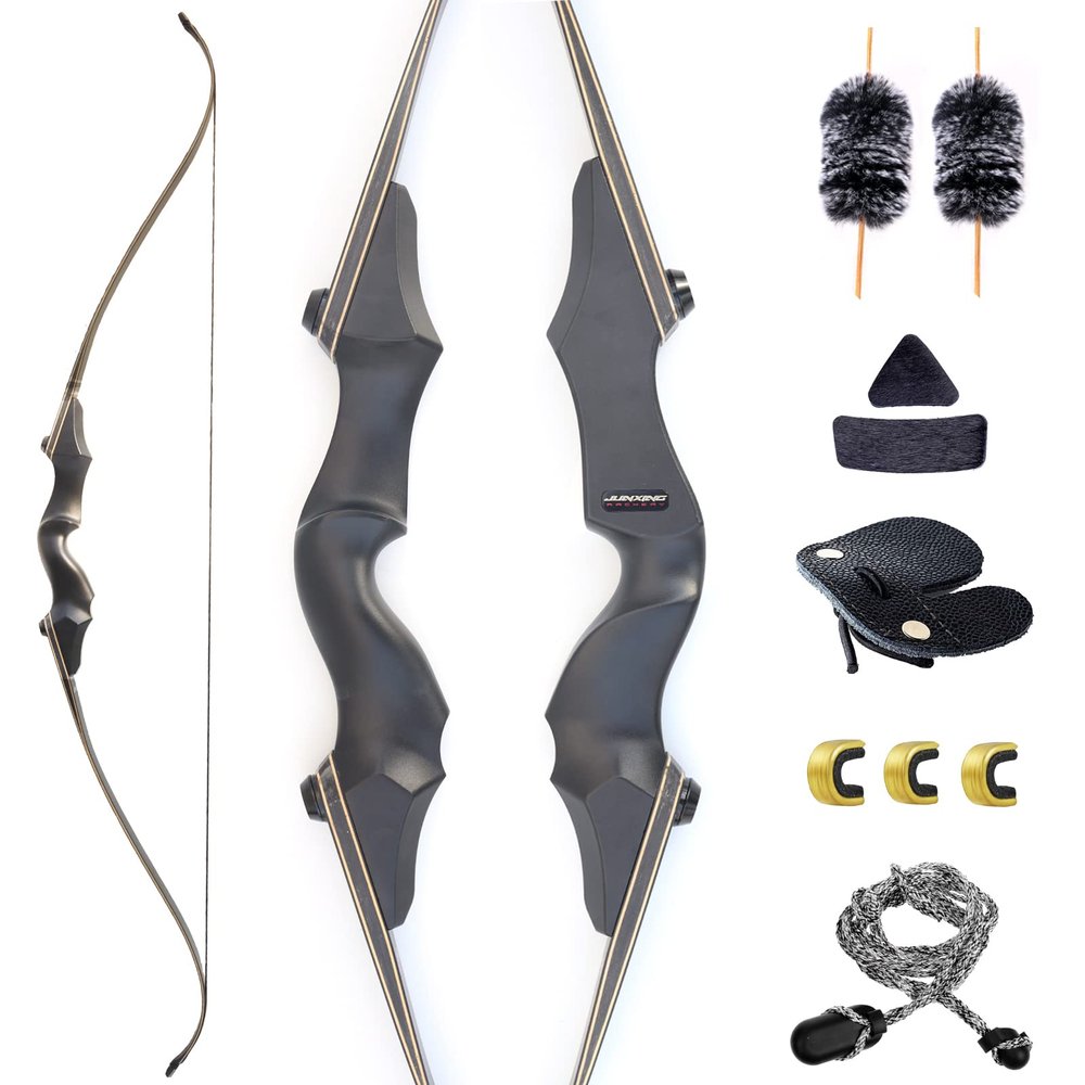 OBTOUTDOOR 60" Archery Takedown Recurve Bow Metal Riser Right Hand Hunting Bow for Adults Target Shooting Practice 25-60Lbs (55lbs)