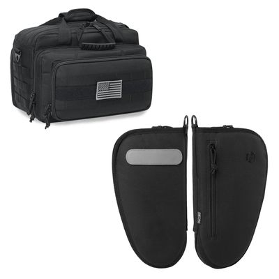 DBTAC Single Padded Pistol Bag Large (Black) + Range Bag Medium for 2~4 Pistol (Black), Lockable Zipper, Durable Material, Compact Design