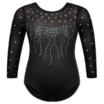 BAOHULU Gymnastics Leotard for Girls Shiny Practice Dancewear B272_Black_5A
