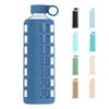 purifyou 40oz / 32oz / 22oz / 12oz Borosilicate Glass Water Bottle with Time & Volume Markers, Silicone Sleeve, Stainless Steel Lid | Reusable Glass Bottle for Water & Juice (40oz Chinese Porcelain) view 1