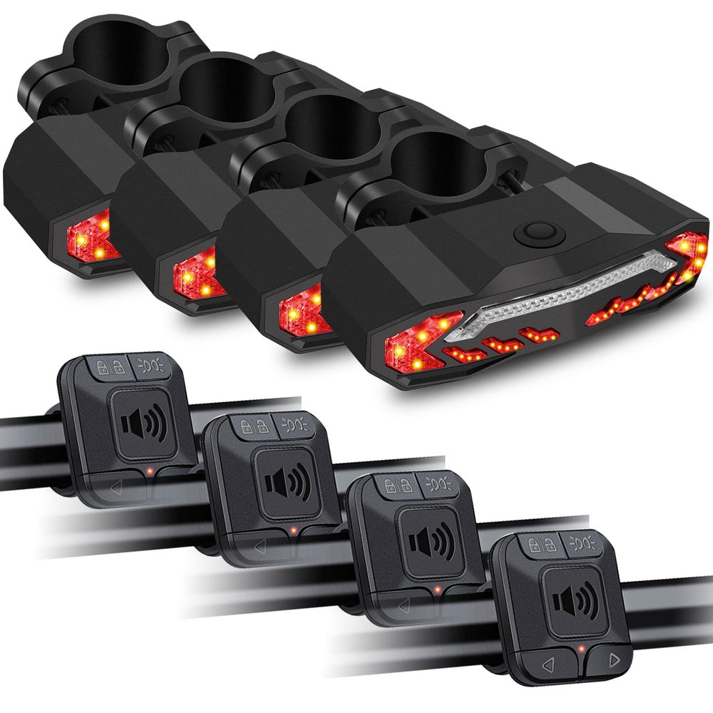 KCMYTONER Smart Bicycle Tail Light with Turn Signals, Anti-Theft Alarm and Automatic Brake Light, Wireless Remote Control Bike Rear Light Back USB Rechargeable Safety Warning Cycling Light,4PK
