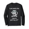 Gamer Shirt Funny Cat Lover Cats and Video Gaming Long Sleeve T-Shirt view 1