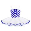 Yartina Kids Girls Christmas Mrs Santa Costume Sequins Striped Dance Tutu Leotard Dress Figure Ice Skating Outfits Blue-White 12 Years view 1