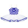Yartina Kids Girls Christmas Mrs Santa Costume Sequins Striped Dance Tutu Leotard Dress Figure Ice Skating Outfits Blue-White 12 Years view 3