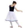 Aislor Girls Lyrical Ballet Leotard Dress Princess Lace-up Front Short Bubble Sleeve Dancewear Performance Costume Navy Blue Velvet 9-10 Years view 3
