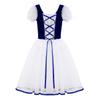 Aislor Girls Lyrical Ballet Leotard Dress Princess Lace-up Front Short Bubble Sleeve Dancewear Performance Costume Navy Blue Velvet 9-10 Years view 4